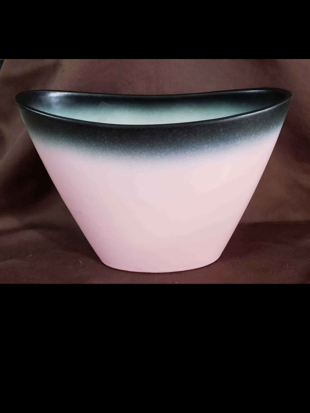 Pink and Black Gradient Ceramic Vase Mid Century Modern Mint